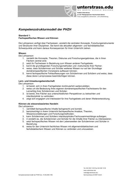 2.3.3 Kompetenzstrukturmodell der PHZH - Unterstrass.edu