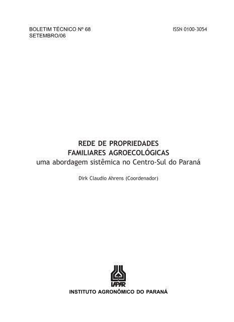 Rede de Propriedades Familiares Agroecológicas-uma ... - Iapar