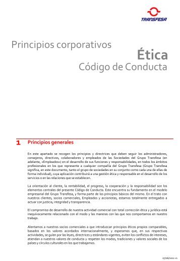 Principios corporativos -Ética