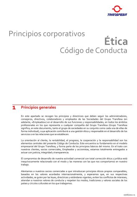 Principios corporativos -Ética