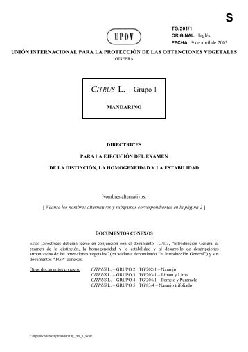 CITRUS L. â Grupo 1 - International Union for the Protection of New ...