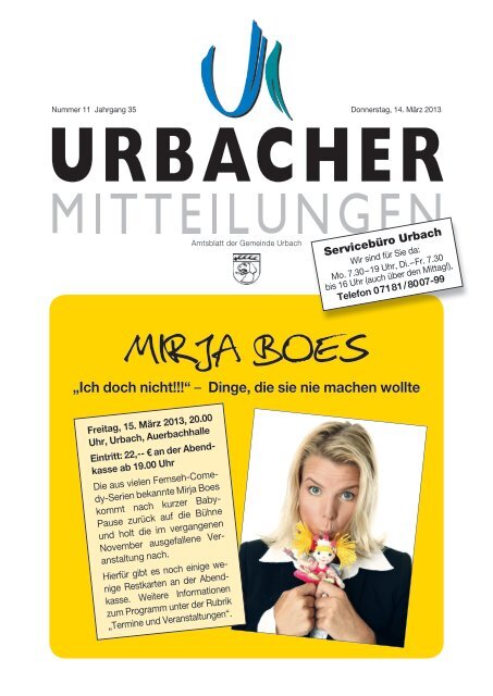 Mitteilungsblatt vom 14.03.2013 - Gemeinde Urbach