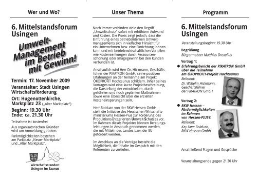 Umwelt- Management im Betrieb mit Gewinn! - Stadt Usingen