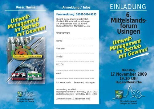 Umwelt- Management im Betrieb mit Gewinn! - Stadt Usingen