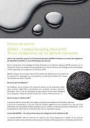 Dossier de presse BATREC - Catalyst Recycling Plant (CRP ... - Veolia