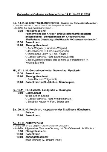 Gottesdienst vom 14 11 bis 28 11 10 - Vachendorf