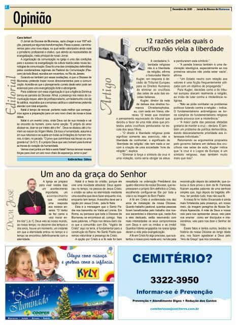 Clique aqui para visualizar ou baixar o Jornal - Diocese de Blumenau