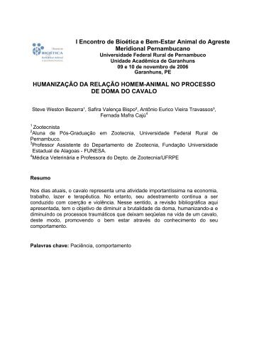 humanização da relação homem-animal no ... - UAG - UFRPE