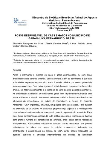 posse responsável de cães e gatos no município - UAG