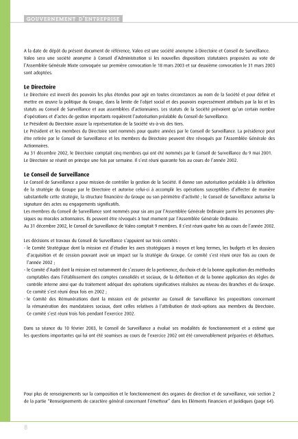 RAPPORT D'ACTIVITÉ - Valeo