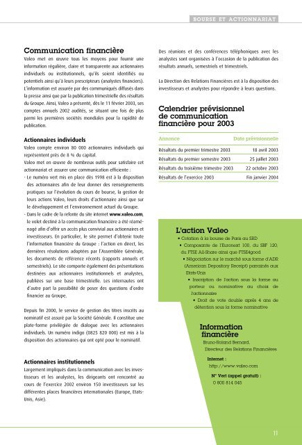 RAPPORT D'ACTIVITÉ - Valeo