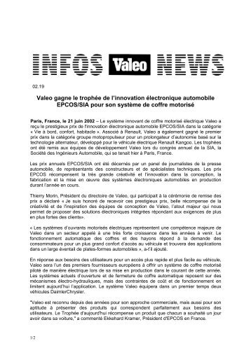 Valeo gagne le trophée de l'innovation électronique automobile ...