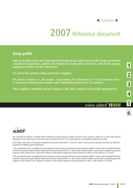 2007 Reference document (PDF) - Valeo