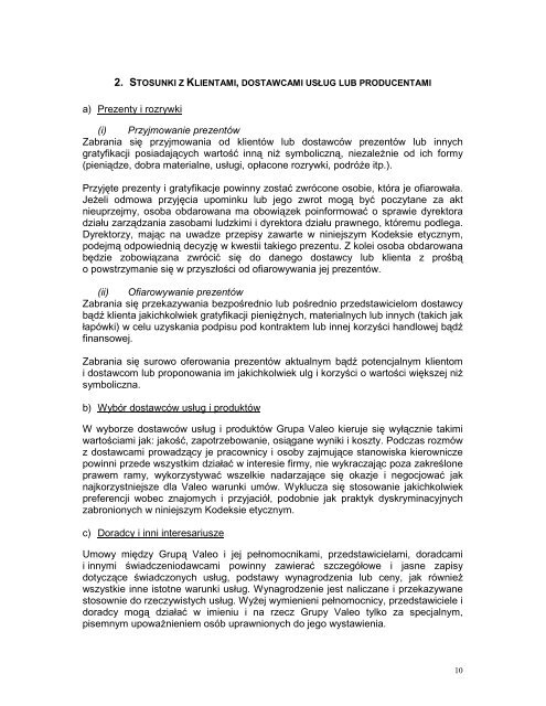 Code of Ethics - Poland - Nov 2011 - Valeo