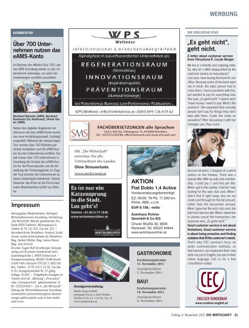 Die Wirtschaft Nr. 44 vom 4. November 2011