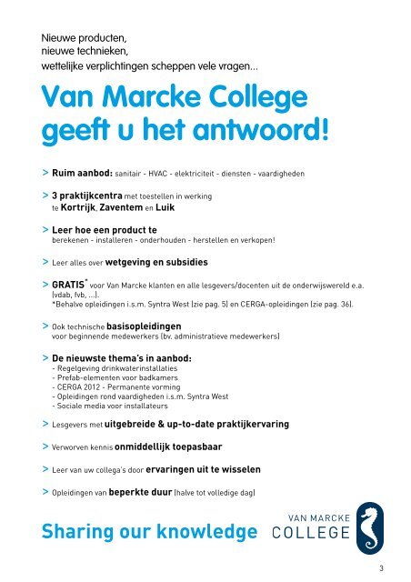 Infobrochure en Opleidingskalender - Van Marcke
