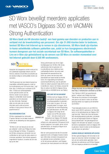 SD Worx beveiligt meerdere applicaties met VASCO's Digipass 300 ...