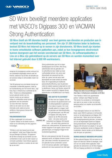 SD Worx beveiligt meerdere applicaties met VASCO's Digipass 300 ...