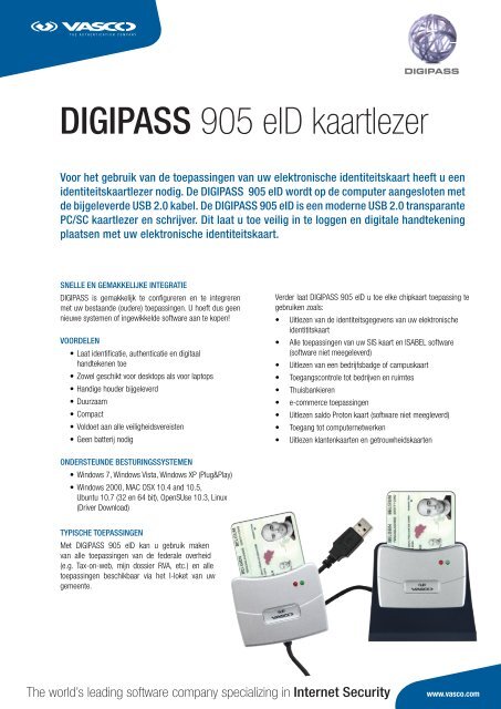 DIGIPASS 905 eID kaartlezer - Vasco