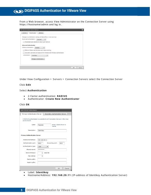 DIGIPASS Authentication for VMware View - Vasco