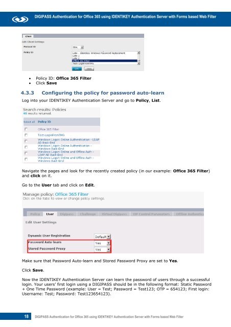 DIGIPASS Authentication for Office 365 using IDENTIKEY ... - Vasco