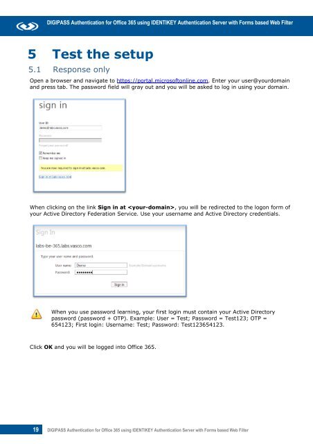 DIGIPASS Authentication for Office 365 using IDENTIKEY ... - Vasco