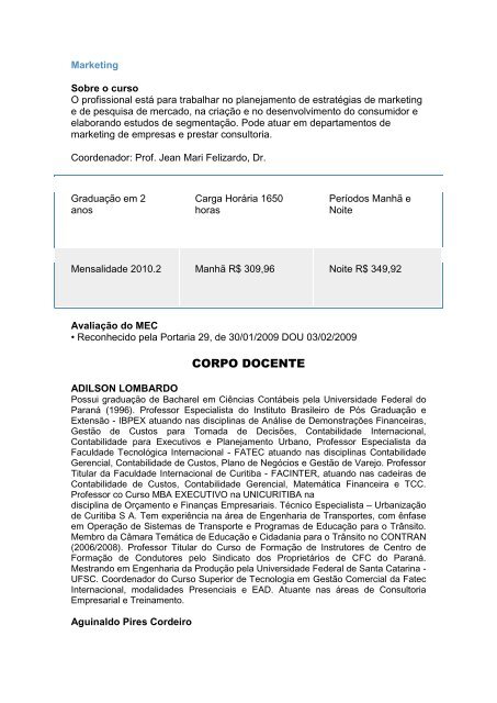 CORPO DOCENTE - Universidade Estácio de Sá