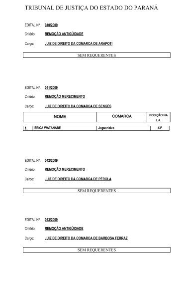 JUIZES DE DIREITO SUBSTITUTOS DE CURITIBA - TJPR