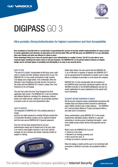 DIGIPASS GO 3 - Vasco