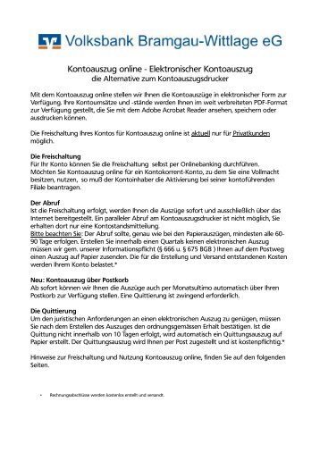 Anleitung Kontoauszug online