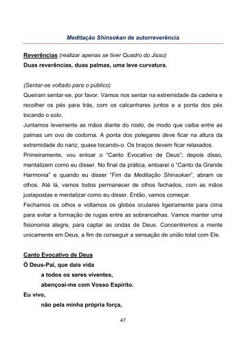 Meditação Shinsokan de autorreverência - seicho-no-ie do brasil