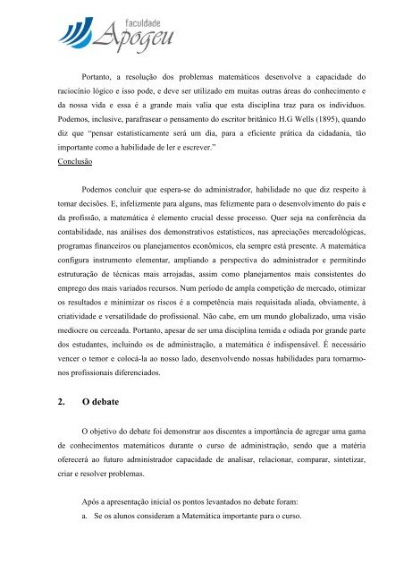 A importância da Matemática para o Administrador de Empresas