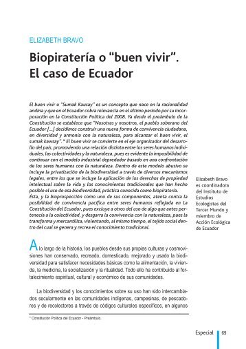 Biopiratería o “buen vivir”. El caso de Ecuador - Biopirateria