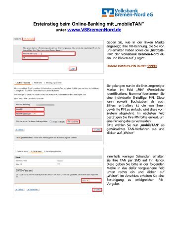 Ersteinstieg beim Online-Banking mit âmobileTANâ - Volksbank ...