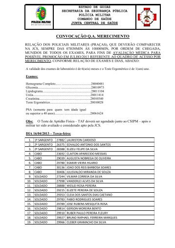 CONVOCAÇÃO Q.A. MERECIMENTO.11.04 - Polícia Militar do ...