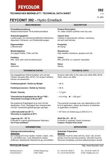 392 FEYCONIT 392 -; Hydro Emaillack