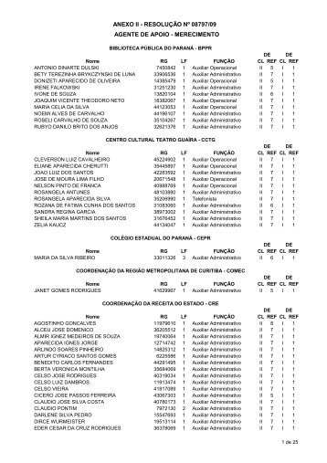 ANEXO II - RESOLUÇÃO Nº 08797/09 AGENTE ... - Portal do Servidor