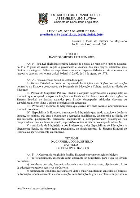 LEI Nº 6 - Secretaria da Educação
