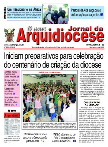 Páginas - ed. 118 - Novembro 06.p65 - Arquidiocese de Florianópolis