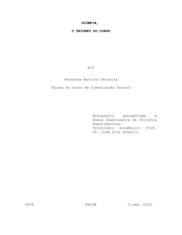 Olympia, o triunfo do corpo - FACOM/UFJF