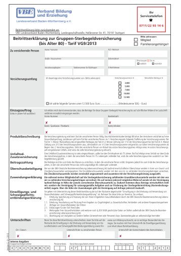 Download Beitrittsformular - VBE Baden-Württemberg