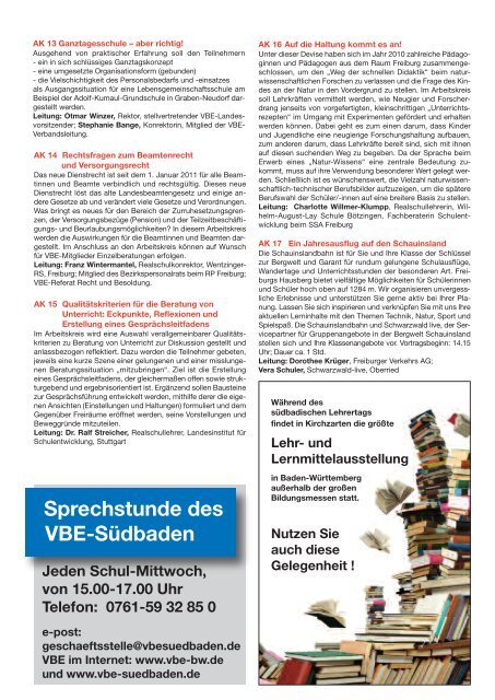 18. SÜDBADISCHER LEHRERTAG (2011) - VBE Baden-Württemberg