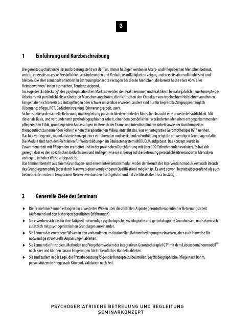 Psychogeriatrische Betreuung und Begleitung 2012 - Vitalba