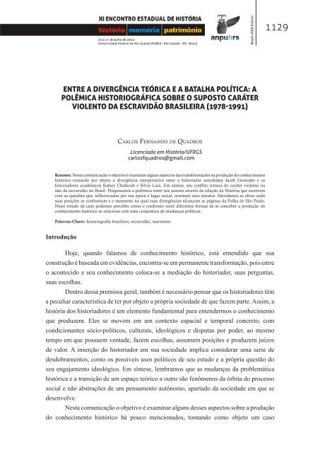 Carlos Fernando de Quadros - XI Encontro Estadual de História ...