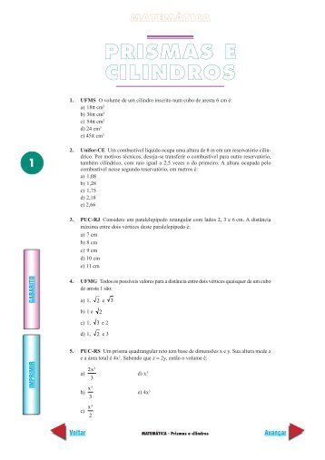 PRISMAS E CILINDROS - Matemática para Todos-Flash