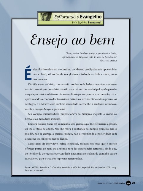 reformador novembro 2007 - a.qxp - Federação Espírita Brasileira