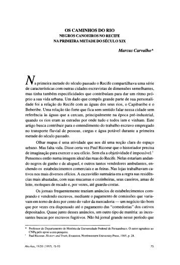 OS CAMINHOS DO RIO Marcus Carvalho* - Revista Afro-Ásia