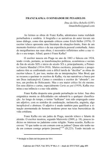 FRANZ KAFKA: O SONHADOR DE PESADELOS Ilma da Silva ...