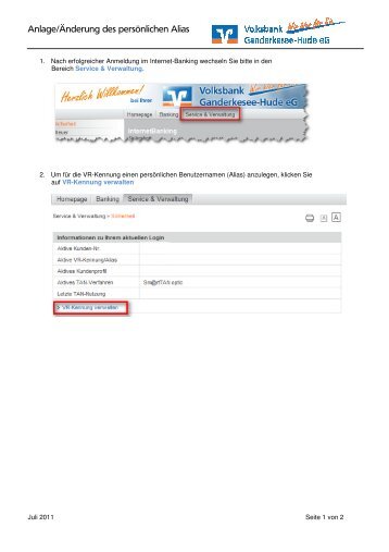 Anleitung: Alias für Ihre VR-Kennung anlegen - Volksbank ...