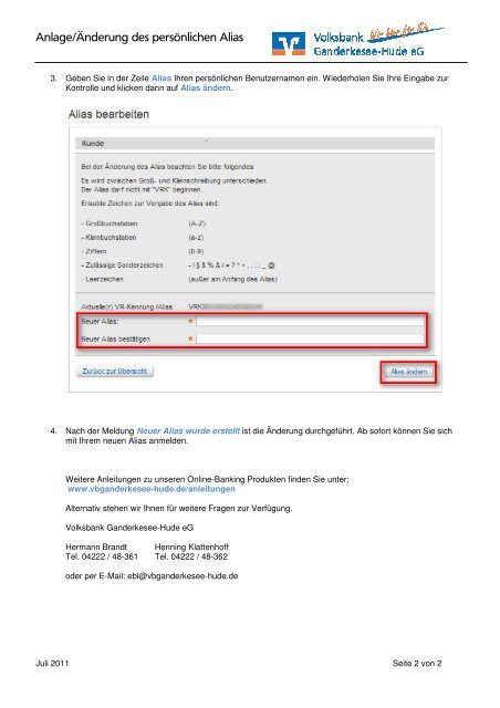 Anleitung: Alias für Ihre VR-Kennung anlegen - Volksbank ...